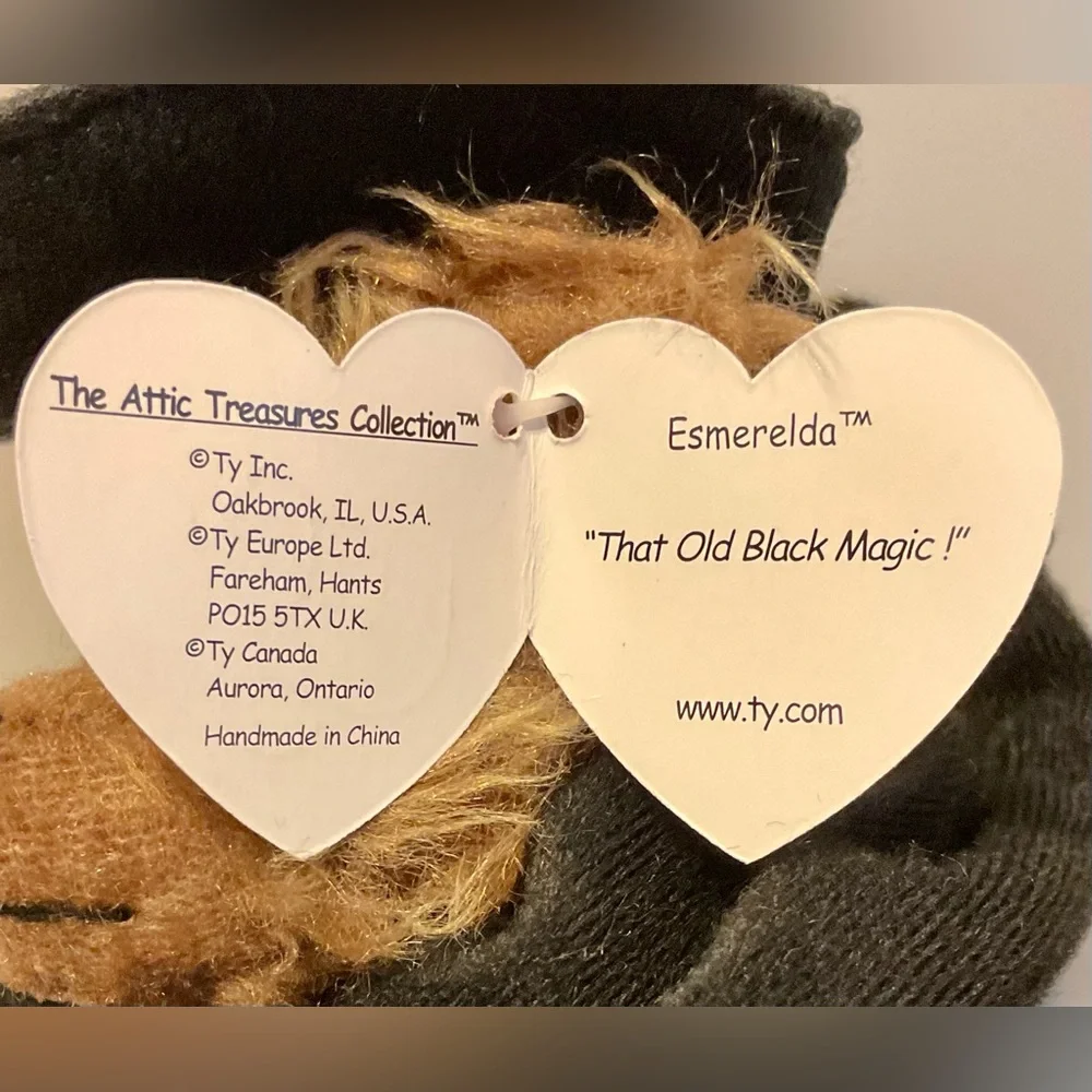 Cute Esmeralda teddy bear witch 🧙 & Peter pumpkin 🎃 Halloween TY Attic Treasures